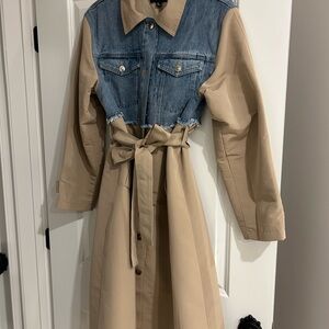 Steve Madden Denim and Beige Trench Coat